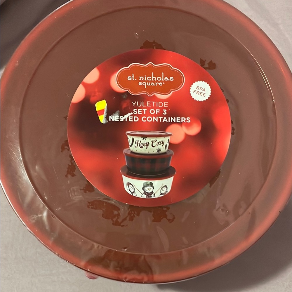 St. Nicholas Square Festive Red Container Set  of 3. Never opened.